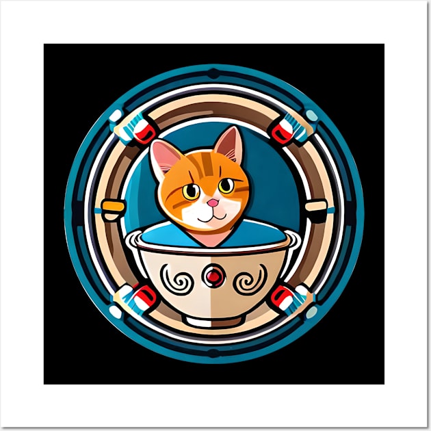 Cute Japanese Cat ramen Wall Art by dex1one